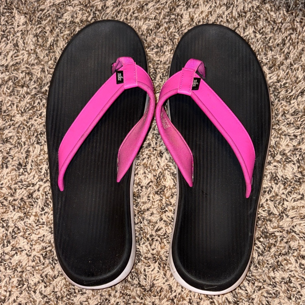 Nike Black Sandals with Pink Straps